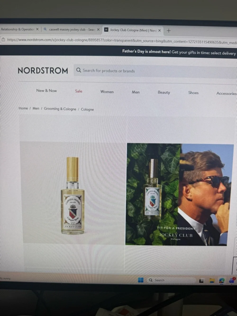 Jockey Clear Glass Cologne Bottle with Gold Cap